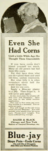 1917 Ad Corns Blue-Jay Bauer Black Plaster Remedy Cure Treatment Medicine YYC2