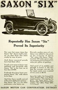 1917 Ad Saxon Six Motor Car Auto Old Automobile Detroit Transportation YYC2