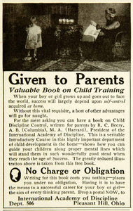 1917 Ad International Academy of Discipline Pleasant Hill Child Training R YYC2
