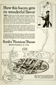 1917 Ad Swift's Premium Bacon Hickory Smoked Crisp Delicious Food Meat YYC2