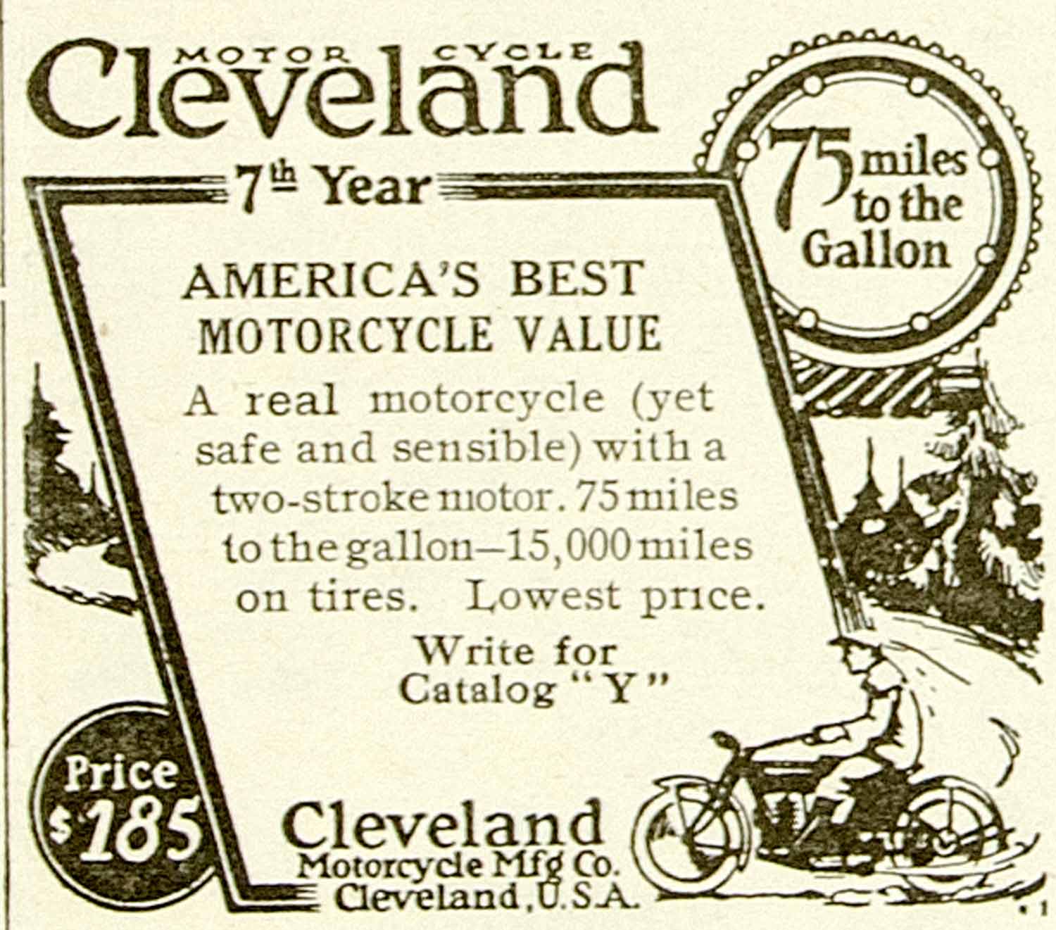 1921 Ad Cleveland 2-Stroke Engine Motorcycle Transportation Bike Vehicle YYC3