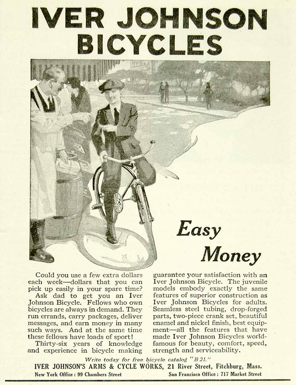 1922 Ad Iver Johnson Arms Bicycles Transportation 21 River St Fitchburg MA YYC3
