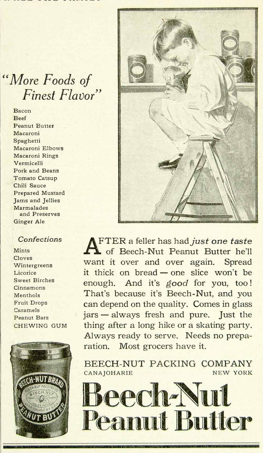 1922 Ad Beech-Nut Peanut Butter Food Grocery Sandwich Children Canajoharie YYC3