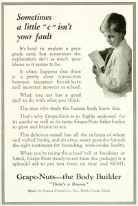 1922 Ad Postum Grape-Nuts Breakfast Cereal Food Children School Student YYC3