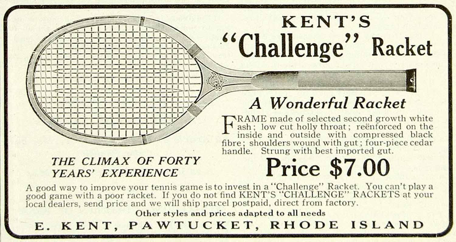 1922 Ad E Kent Challenge Tennis Racket Sporting Goods Athletic Equipment YYC3