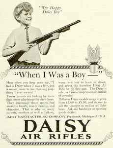 1922 Ad Daisy Air Rifles Childrens Toy Gun Firearm Weapon Plymouth MI YYC3