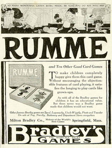 1922 Ad Milton Bradley Rumme Card Board Game Childrens Toy Springfield MA YYC3
