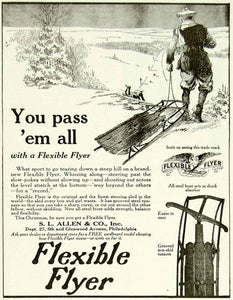 1922 Ad SL Allen Flexible Flyer Snow Sledding Childrens Toy Winter Outdoors YYC3