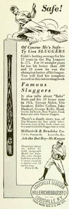 1922 Ad Hillerich Bradsby Louisville Slugger Ty Cobb Baseball Bat Sporting YYC3