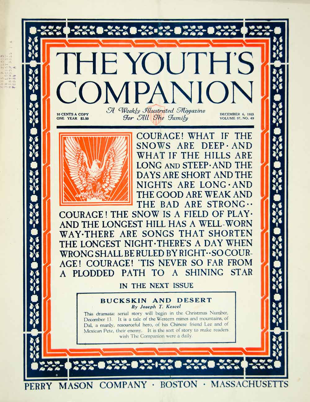 1923 Cover Youths Companion Art Buckskin Desert Joseph T Kescel Border YYC4