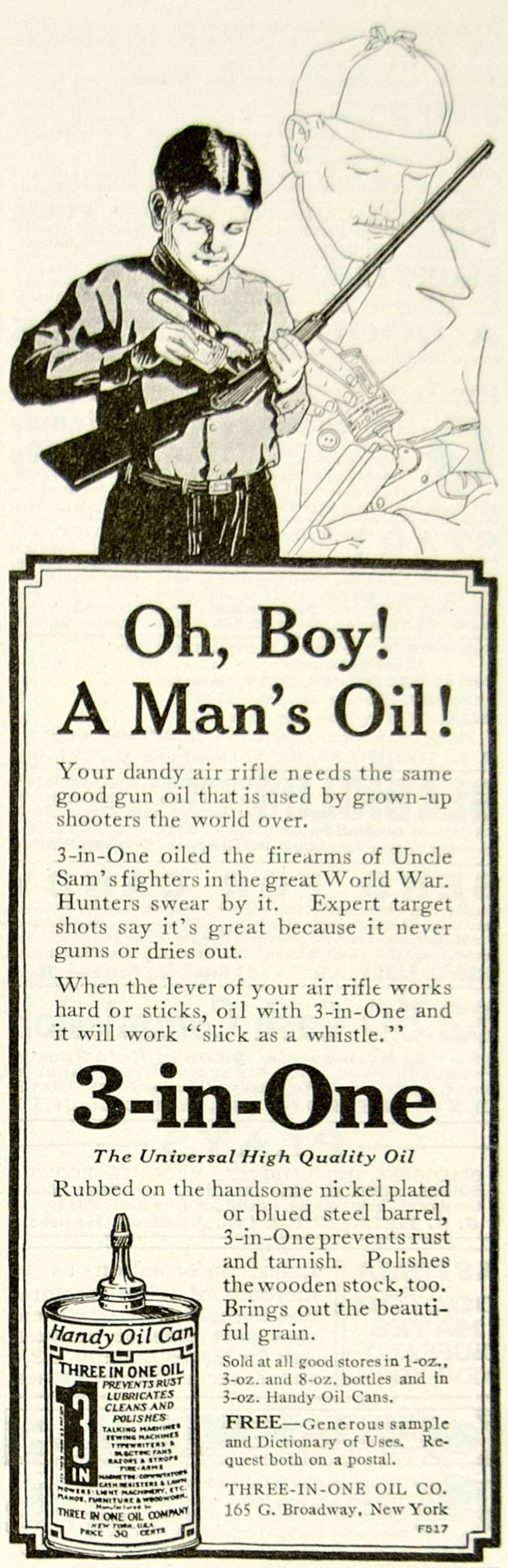1923 Ad Three-in-One Oil Boy Air Rifle Children Toy Hunting Gun 165 YYC4