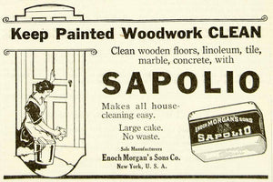 1923 Ad Enoch Morgan Sons Sapolio Soap Household Cleaner Woodwork Domestic YYC4