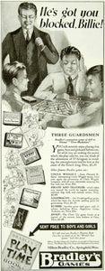1923 Ad Milton Bradley Three Guardsmen Board Game Children Toy Three YYC4