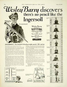 1923 Ad Ingersoll Redipoint Pencil Wesley Barry Actor Country Kid Warner YYC4
