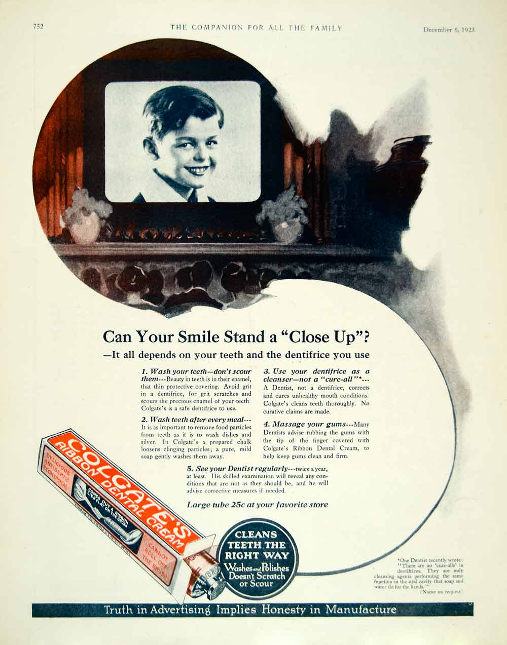 1923 Ad Colgate Ribbon Dental Cream Toothpaste Children Health Beauty YYC4