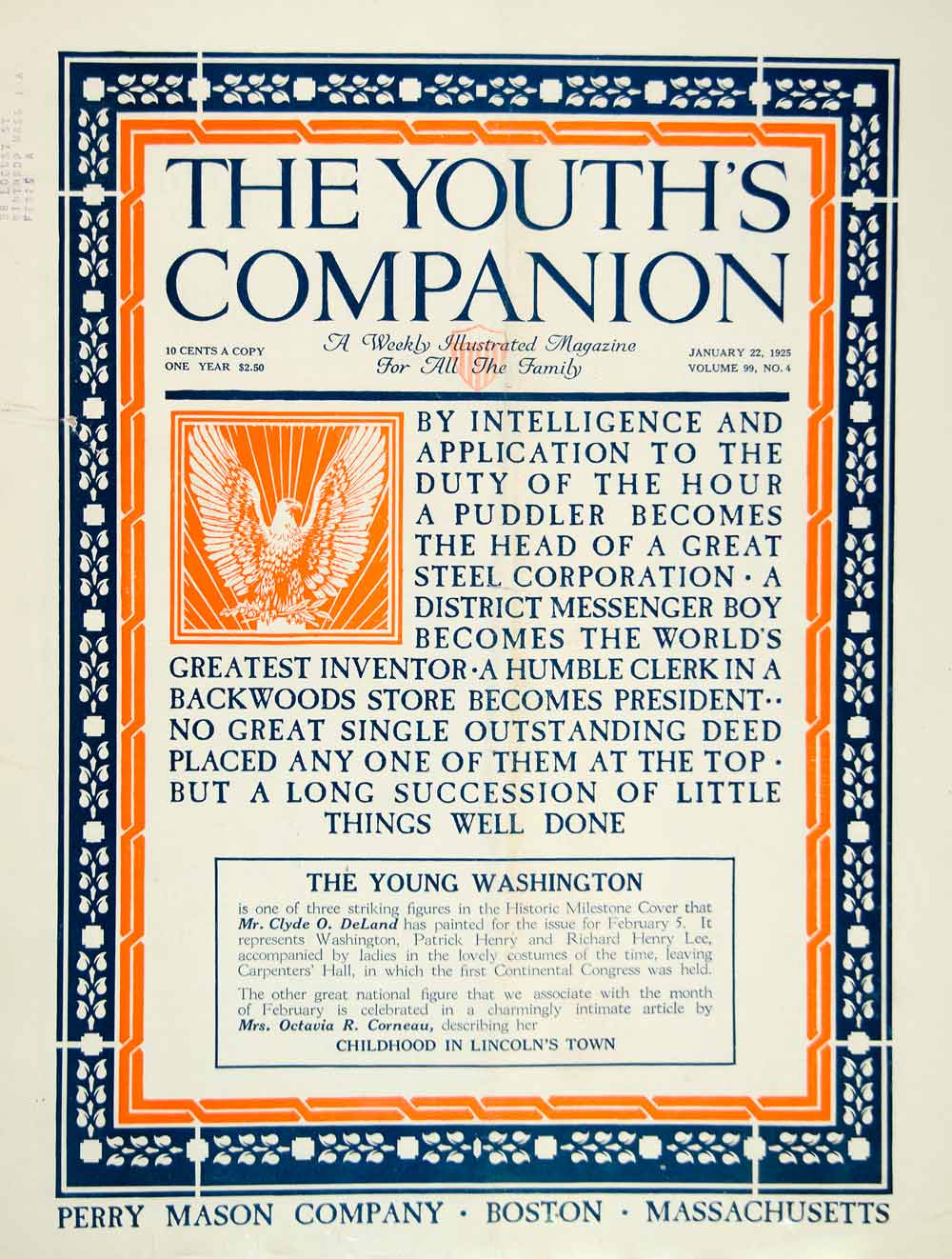 1925 Cover Youth's Companion Intelligence Hard Work Quotation Roaring YYC5