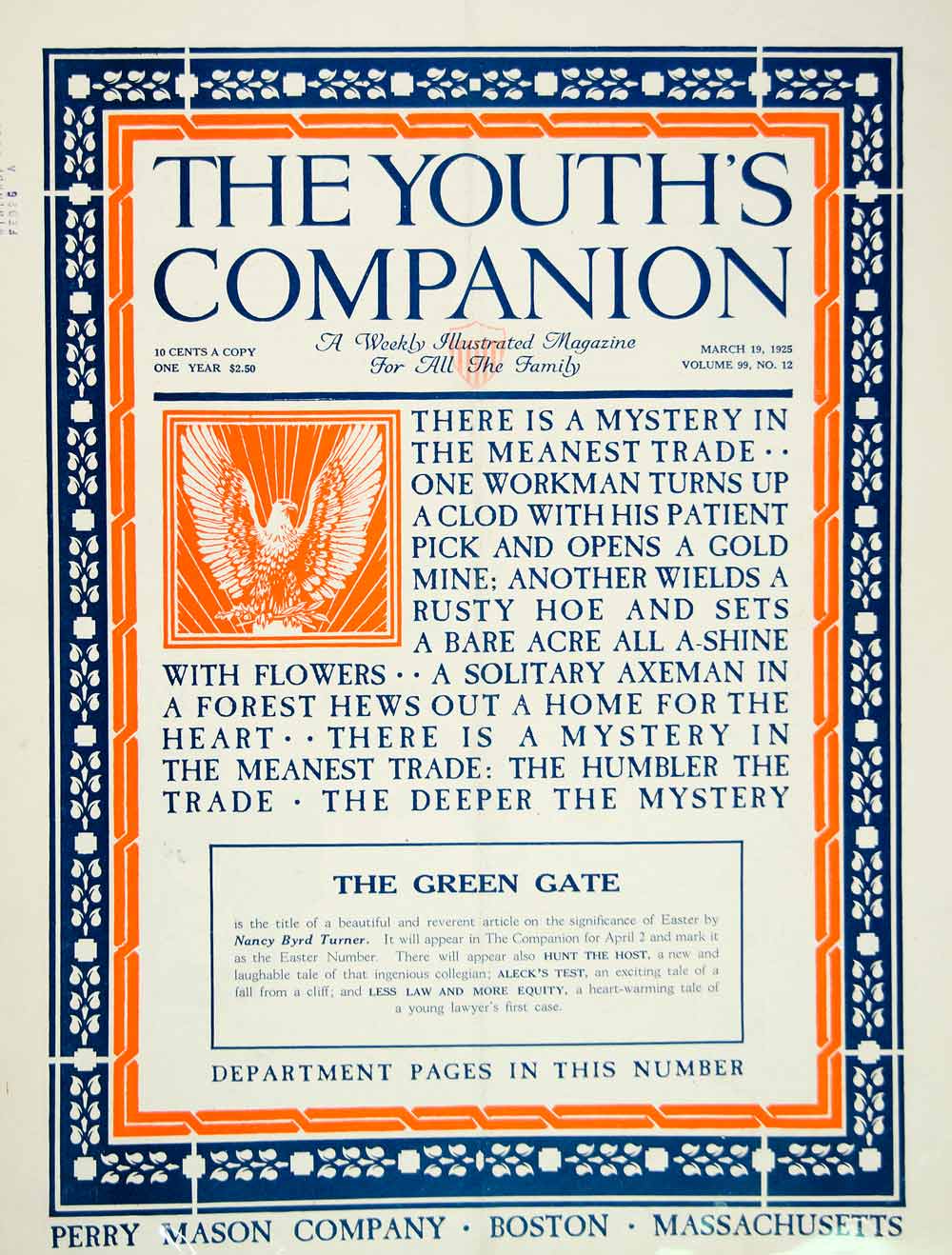 1925 Cover Youth's Companion Craftsman Tradesman Quotation Roaring Twenties YYC5
