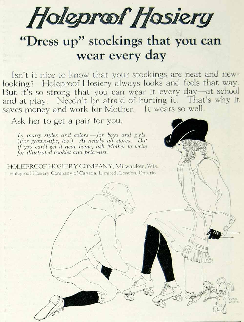 1924 Ad Armin Hansen Art Holeproof Hosiery Stockings Women's Clothing YYC5