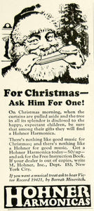 1924 Ad Hohner Harmonica Musical Instrument Christmas Santa Claus Holiday Xmas