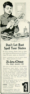 1924 Ad Three-In-One Oil Ice Skates Sports Athlete Children Roaring Twenties Era