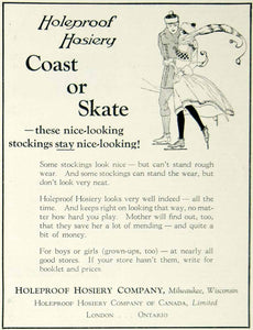 1924 Ad Holeproof Hosiery Stocking Clothing Ice Skating Roaring Twenties Fashion