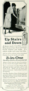 1925 Ad Three-In-One Oil Floor Polish Mop Roaring Twenties Era Household Cleaner