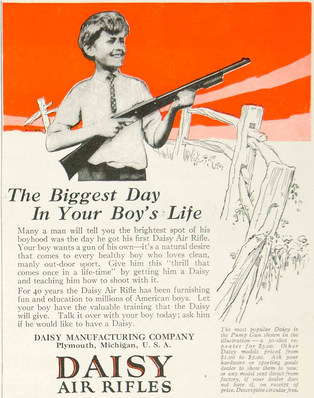 1925 Ad Daisy Air Rifle Pump Gun Children Toy Sporting Goods Hunting O –  Period Paper Historic Art LLC