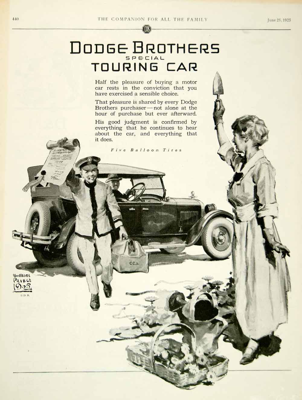1925 Ad William Meade Prince Art Dodge Brothers Touring Car Automobile Gardening