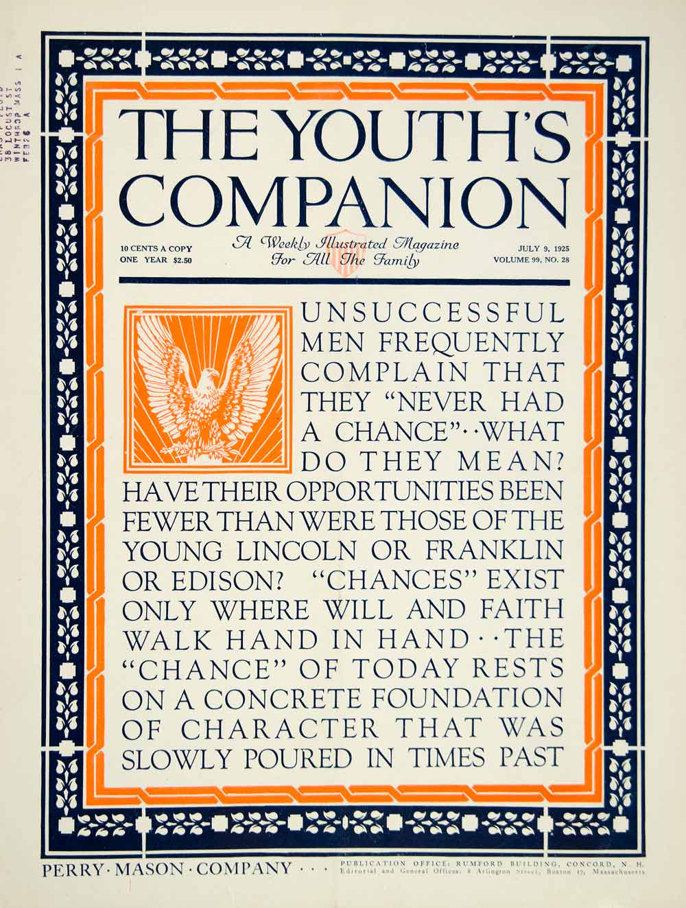 1925 Cover Youths Companion Success Quotation Art Nouveau Roaring Twenties YYC6