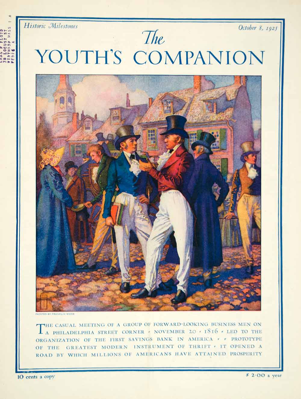 1925 Cover Youths Companion Franklin Wood Art Philadelphia Savings Fund YYC6