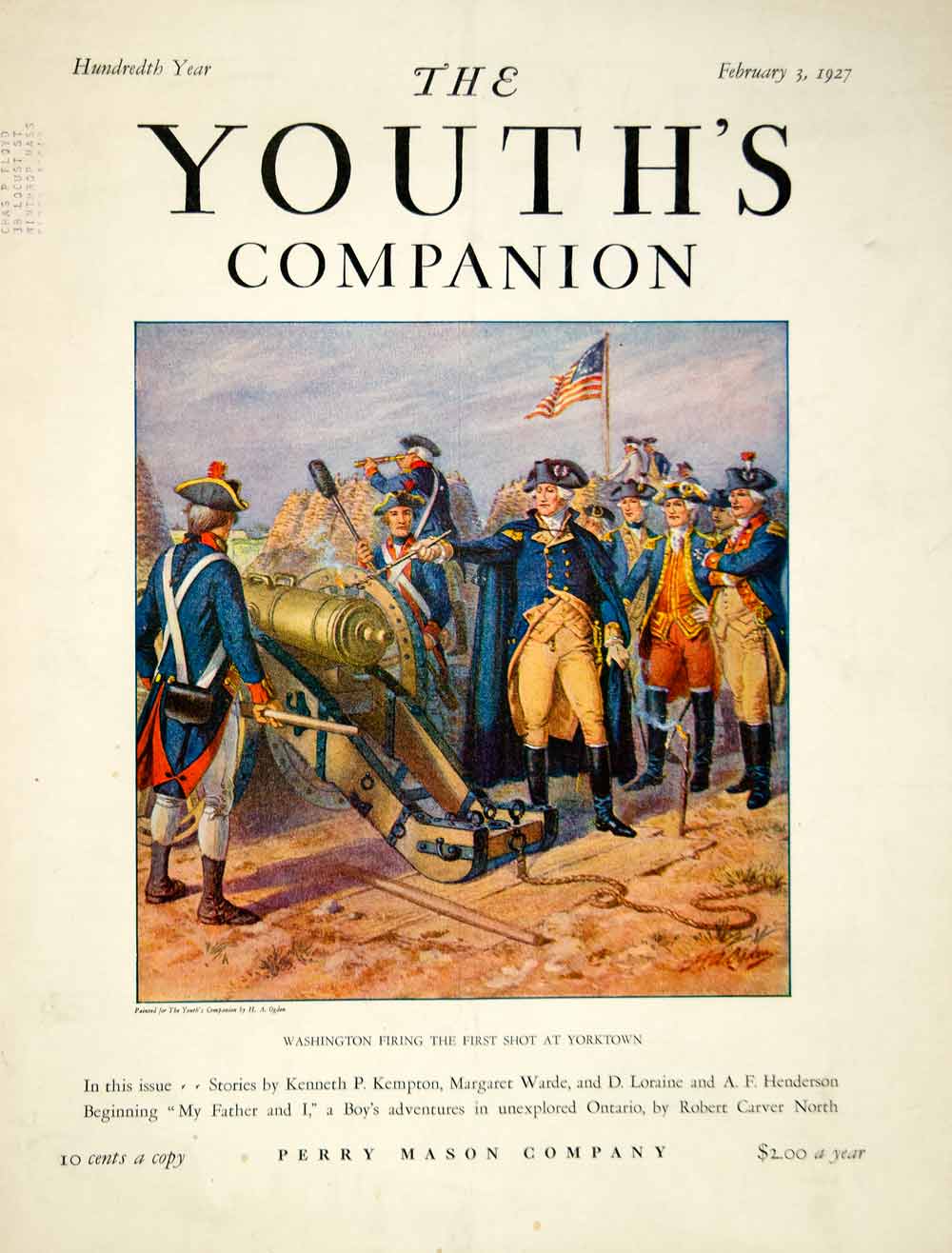 1927 Cover Youths Companion HA Ogden Art George Washington Battle Yorktown YYC6