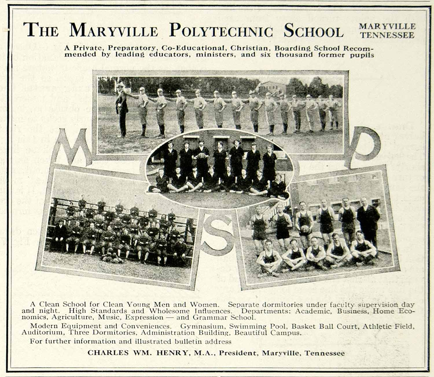 1925 Ad Maryville Polytechnic Prep Boarding School TN Education Sports YYC6