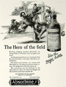 1925 Ad WF Young Absorbine Jr Antiseptic Medical Football Sports Athlete YYC6