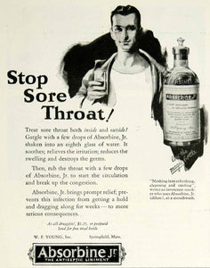 1925 Ad WF Young Absorbine Jr Antiseptic Mouthwash Medical Oral Hygiene YYC6