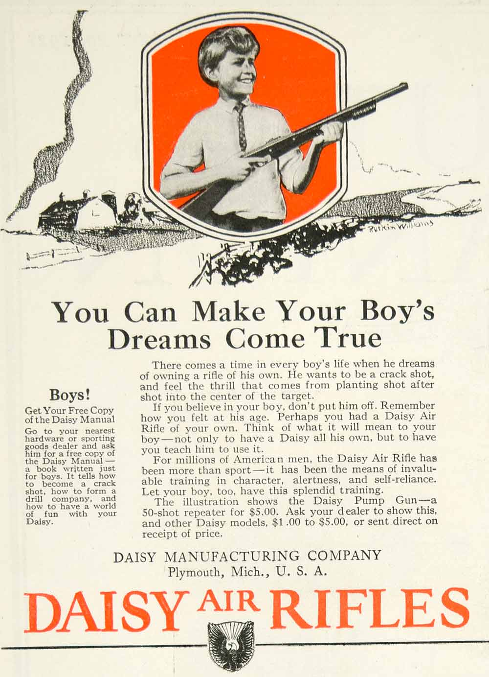 1925 Ad Dairy Air Rifle Gun Children Toy Firearm Roaring Twenties Hunting YYC6