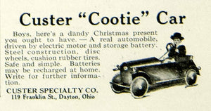 1925 Ad Custer Electric Cootie Car Automobile Children Toy Roaring Twenties YYC6