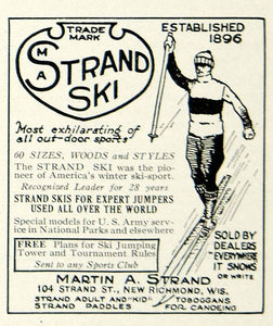 1925 Ad Martin A Strand Skiing Sporting Goods Snow Winter Roaring Twenties YYC6