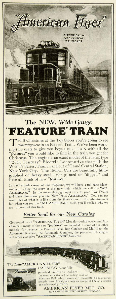 1925 Ad American Flyer Electric Locomotive Wide Gauge Model Railroad T ...