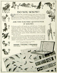 1925 Ad Knapp Electric Questioner Children's Toy Animals Roaring Twenties YYC6