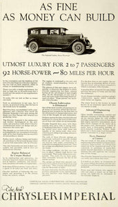 1926 Ad Chrysler Imperial 7-Passenger Sedan Car Auto Classic Transportation YYC6