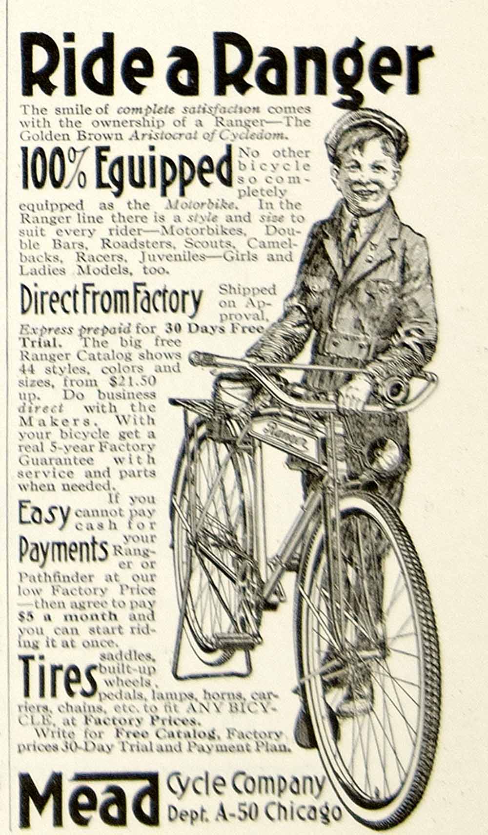 1926 Ad Mead Ranger Children's Bicycle Bike Transportation Roaring Twenties YYC6