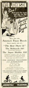 1929 Ad Iver Johnson Mobicycle Super Mobike Velocipede Child Twenties Era YYC6