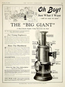 1925 Ad Big Giant Steam Engine Children's Toy Machinery Youth's Companion YYC6