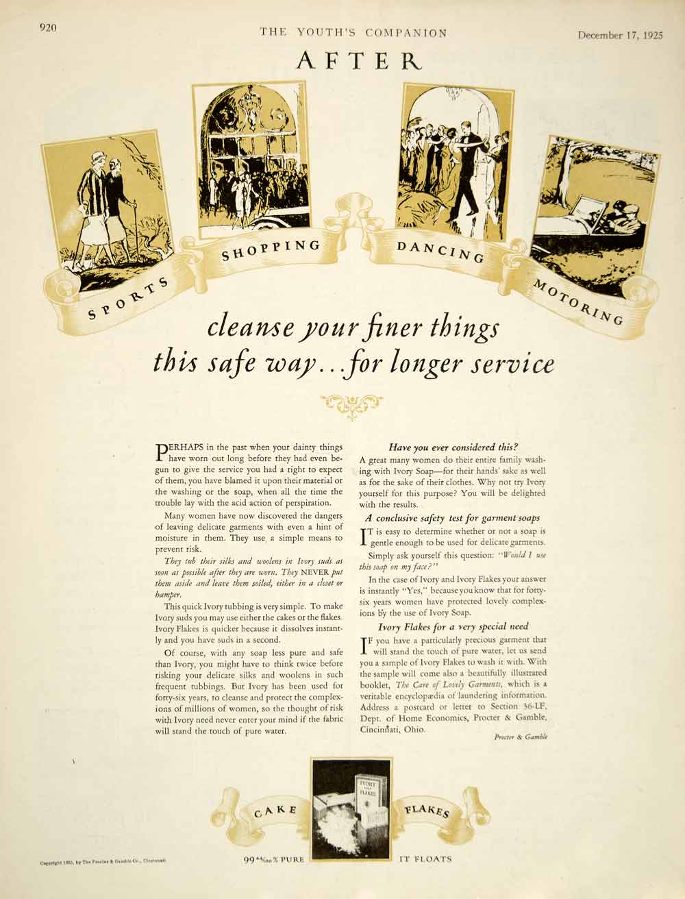 1925 Ad Procter Gamble Ivory Soap Cake Flake Laundry Health Beauty Art Deco YYC6