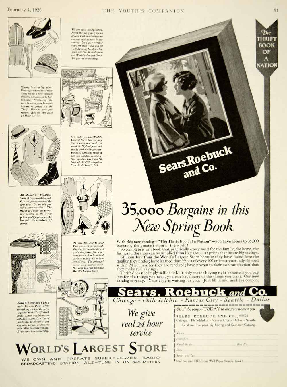 1926 Ad Sears Roebuck Catalog Department Store Retail Roaring Twenties Era YYC6