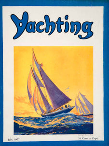 1927 Cover Yachting Worden G Wood Art Sailing Ship Nautical Boat Ocean Sea YYM1
