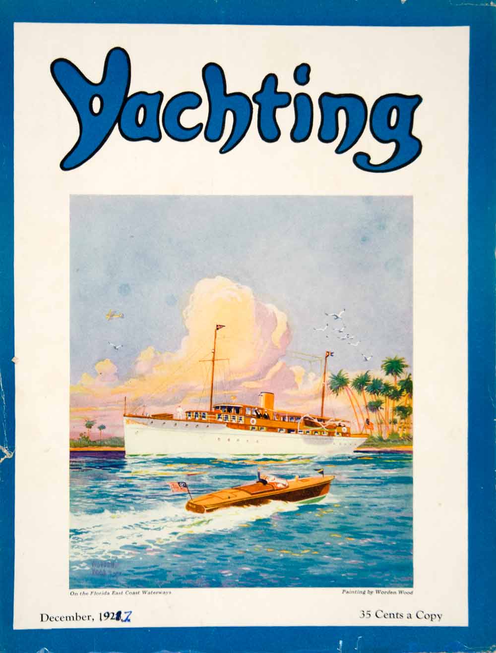 1927 Cover Yachting Worden G Wood Art Sailing Ship Florida FL Nautical Boat YYM1