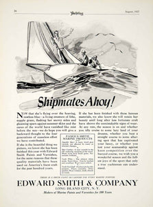 1927 Ad Edward Smith Boat Marine Paint Varnish Sailing Ship Yacht Nautical YYM1