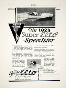 1927 Ad 1928 Super Elto Outboard Motorboat Speedster Yacht Nautical Marine YYM1