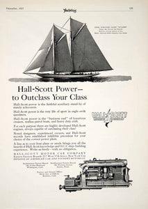 1927 Ad Hall-Scott Marine Motor Boat Engine Invader Schooner Yacht Sailing YYM1